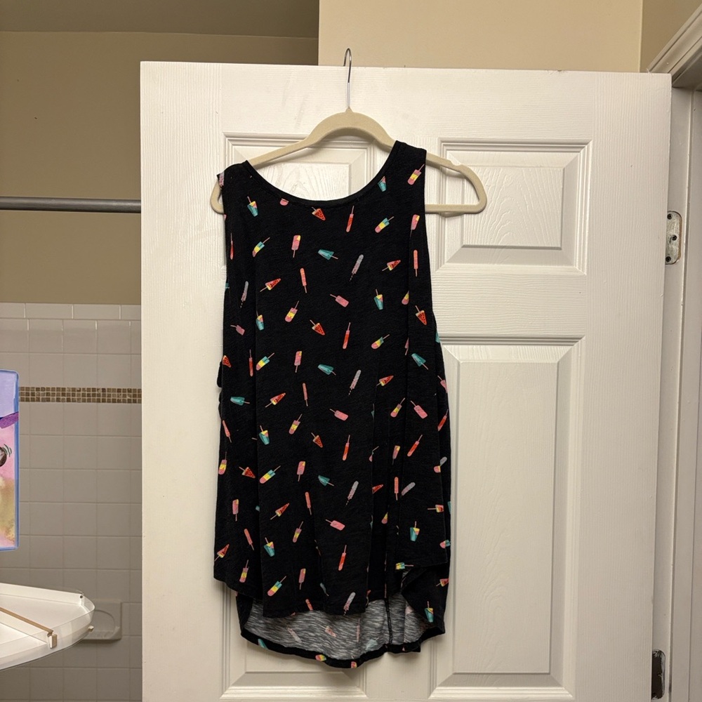 Black shirt  with Colorful Popsicle Print